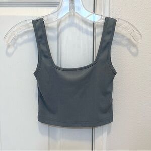 Slate Blue Gray Ribbed Crop Tank Top